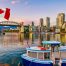 Ferry boat docked along in vancouver,canada